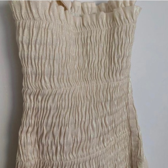 AREA**Ivory Ruched Lame Cocktail Dress*Large $980 - Picture 9 of 12